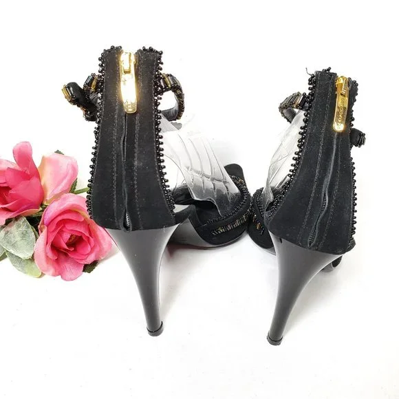 Sergio Rossi Beaded Heels w/ Ankle Straps - Picture 5 of 16